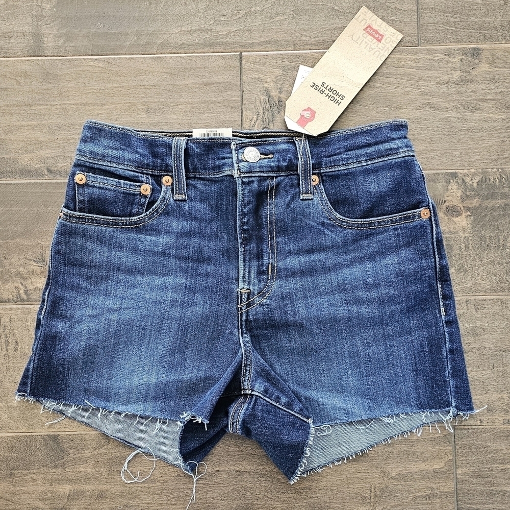 New Levi's High-Rise Blue Jean Shorts Sz 25 - Picture 3 of 6